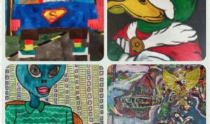 Lukisan hasil karya penyandang autis yang dipamerkan pada pameran di Ruang Dalam Art House, Yogyakarta, 23 - 29 Agustus 2025. Foto: dialoguejakarta.com/R. Fadjri Lukisan hasil karya penyandang autis yang dipamerkan pada pameran di Ruang Dalam Art House, Yogyakarta, 23 - 29 Agustus 2025. Foto: dialoguejakarta.com/R. Fadjri