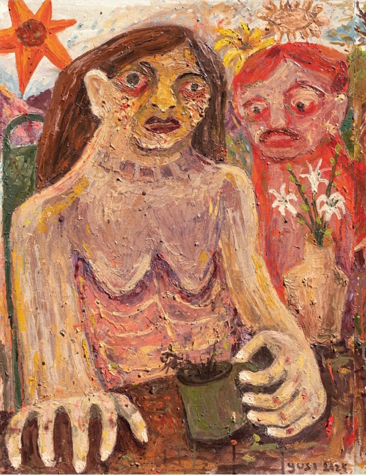 A Silent Prayer Behind My Shoulder (2025). Salah satu karya lukis Amalia Firdausi. Foto: dialoguejakarta.com/R. Fadjri