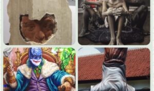 Sejumlah karya seni rupa pada pameran Nandur Srawung. Foto: dialoguejakarta.com/ Raihul Fadjri. Sejumlah karya seni rupa pada pameran Nandur Srawung. Foto: dialoguejakarta.com/ Raihul Fadjri.