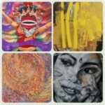 Sejumlah karya lukis empat perupa. Foto: Dokumentasi Biji Art Space. Foto: dialoguejakarta.com/R. Fadjri