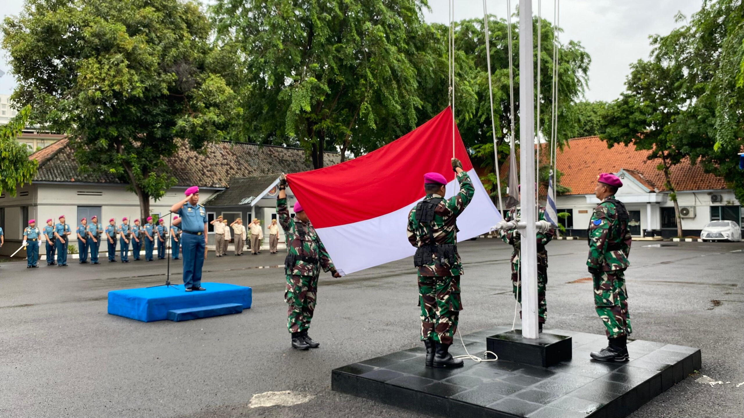 Prajurit Lanmar Jakarta Gelar Upacara Bendera 17-an, Teguhkan Semangat Nasionalisme