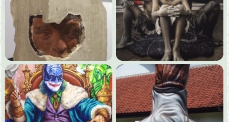 Sejumlah karya seni rupa pada pameran Nandur Srawung. Foto: dialoguejakarta.com/ Raihul Fadjri.